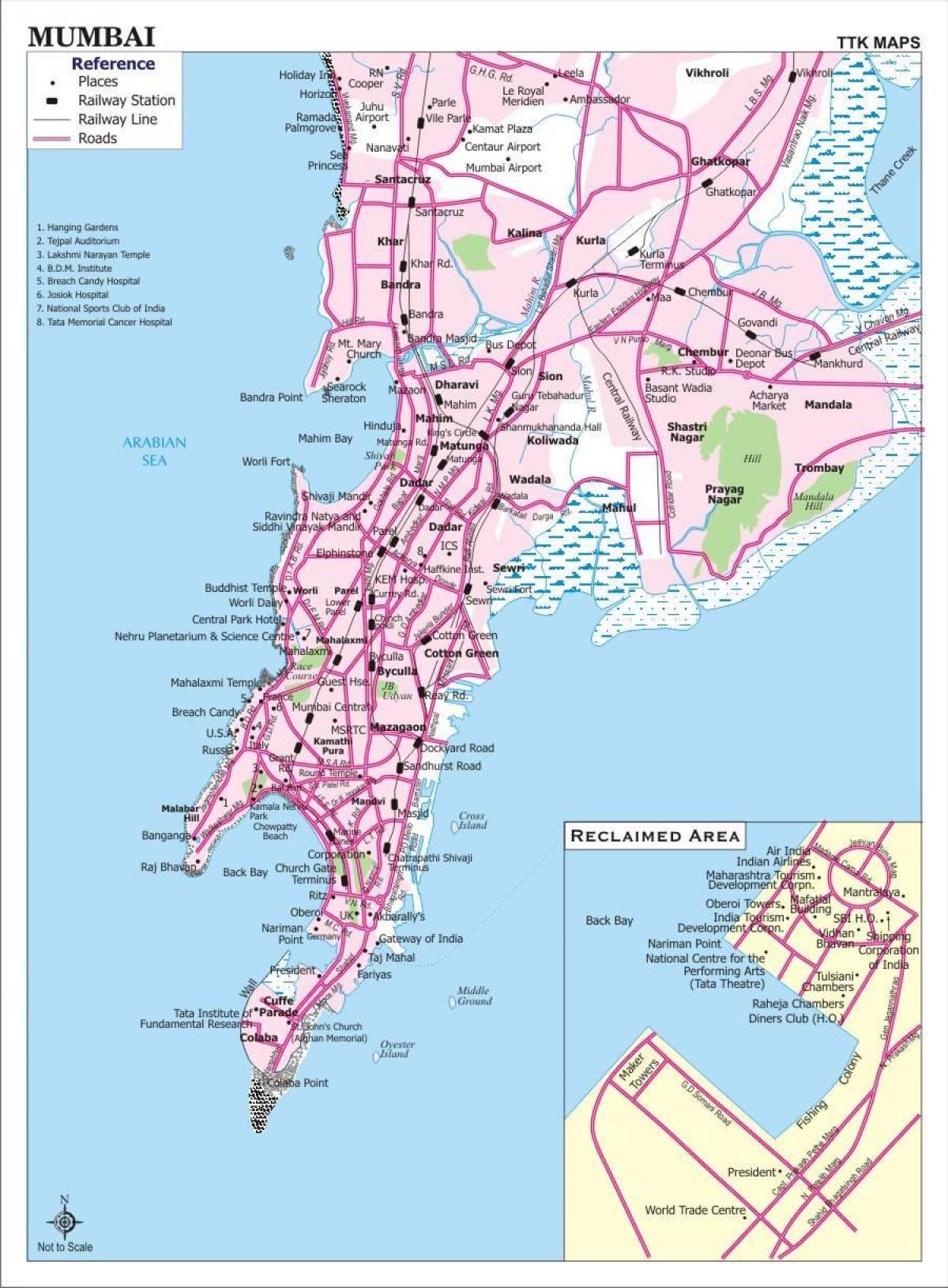 mapa Bombay hirian