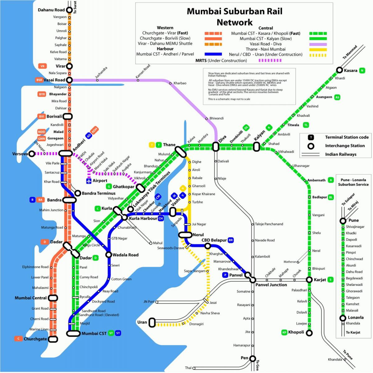 Bombay tokiko tren ibilbidea mapa