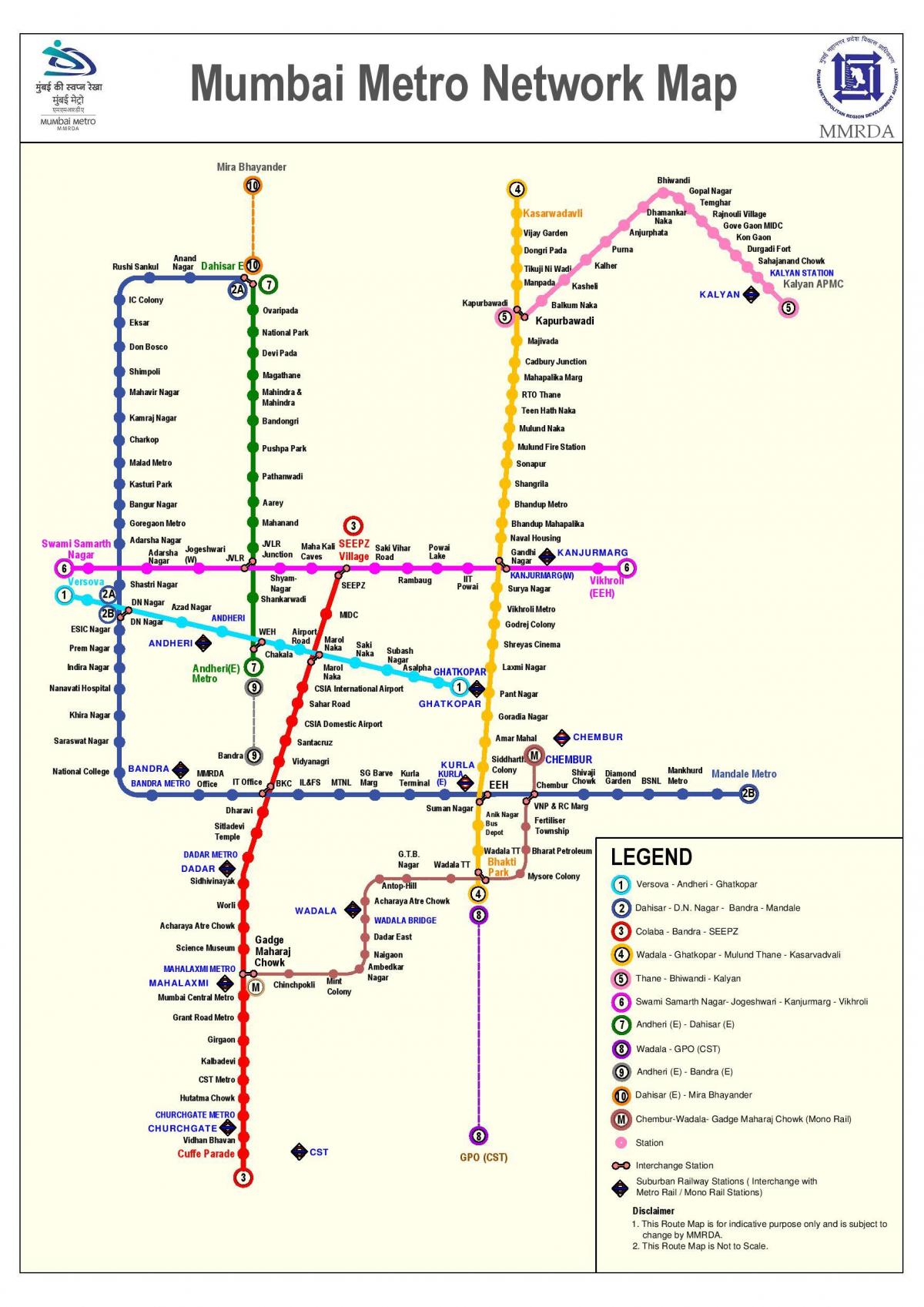 Mumbai metro line 3 ibilbidea mapa