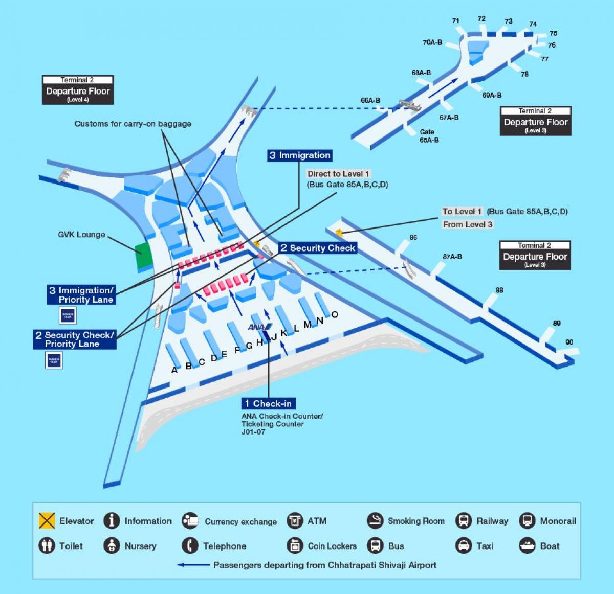 Mumbai nazioarteko aireportuko terminal 2 mapa